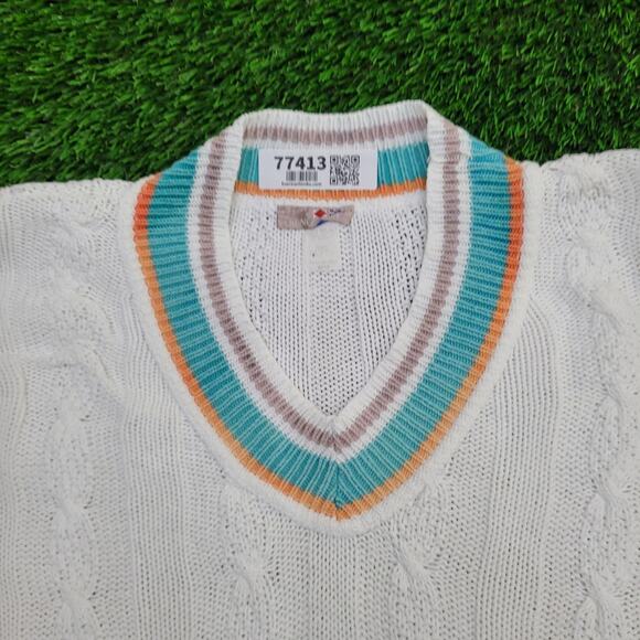 Vintage 70s French MOD Sweaters Womens Medium 21x23 White - Picture 2 of 10